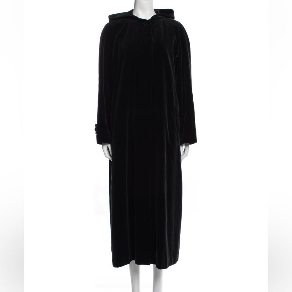 Vintage Burberry Elegant Black Velvet Long Coat